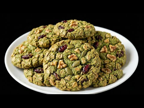 No Flour, No Sugar, No Eggs! 🍵 Crispy Matcha Nut Cookies (Healthy & Easy)