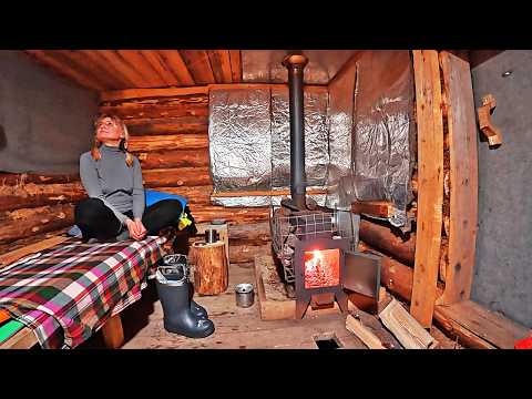 Alone in a Small Log Cabin: Surviving the Harsh Winter Forest
