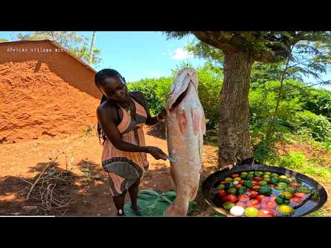 Monster Fish 🐟 Cooking Dinner into Late Night 🌙 |African village life