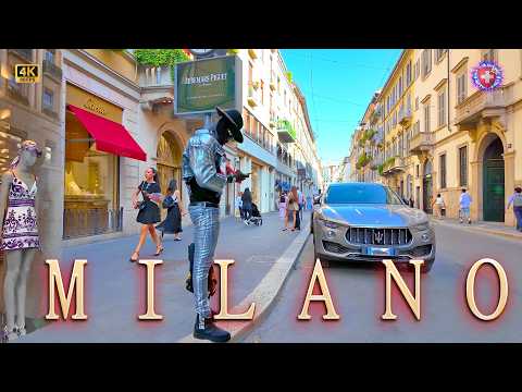 MILAN ITALY ✨ Montenapoleone & other Luxury Shopping street Walking tour 4K Atmosphere cafe people