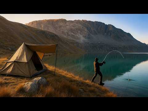 Solo Camping and Fishing at a Remote Mountain Lake | Catch & Cook
