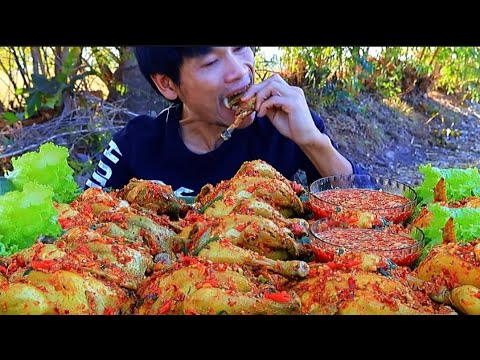MUKBANG 15  GRILLED CHICKENS BRAISED WITH LEMONGRASS & CHILI – DIPPED IN SPICY FISH SAUCE😋🔥