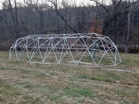 Geodesic Tunnel Dome with 4 Extensions