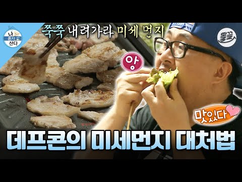 [#나혼자산다] 프콘 선생의 명언 : 미세먼지를 많이 먹은 것 같을 때 삼겹살의 비계를 밀어 넣어야 한다.🥓 #나혼산 #데프콘 #미세먼지 MBC140307방송