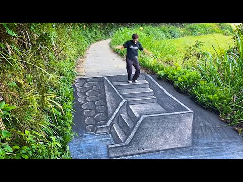 Walking On 3D Street Art , Amazing Illusion 3D