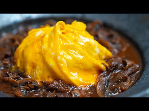 螺旋蛋包飯與紅酒牛肉醬｜迷人酸香醬汁｜新手向蛋食譜｜自宅定食｜和風洋食