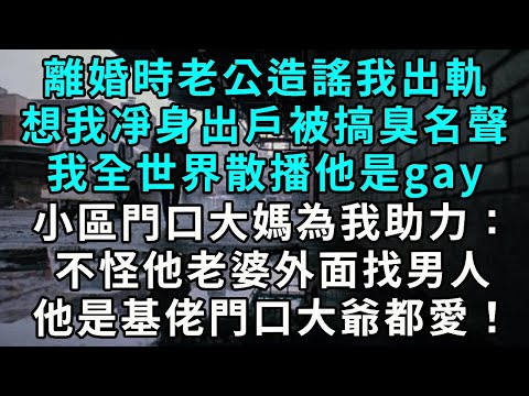 老公造謠我出軌想讓我淨身出戶，還被搞臭名聲，我全世界散播他是 gay，小區門口大媽為我助力：「不怪他老婆外面找男人，他是基佬，門口大爺都愛！」