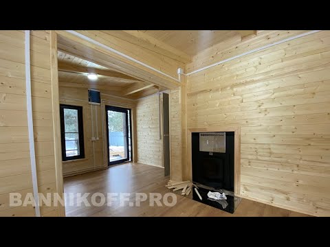 Обзор бани 6х6м с небольшой террасой из профилированного бруса камерной сушки