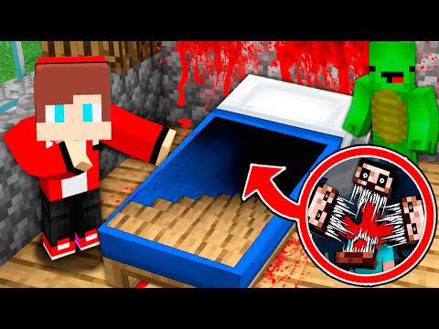JJ and Mikey Found Scary Three Head Anomaly Dweller Inside Secret Bed Stairs in Minecraft - Maizen?!