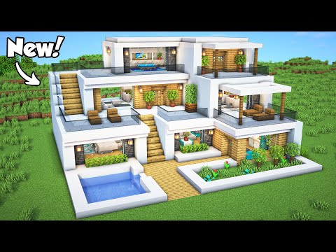 Minecraft: How to Build a Modern House Tutorial (Easy to follow) #45 - Interior in Description!