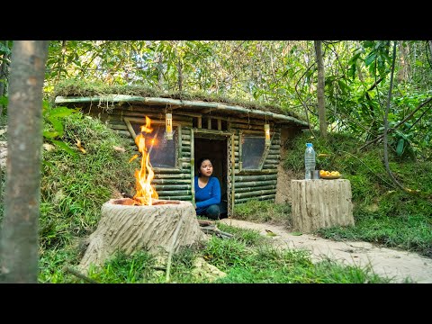 Girl Live Off Grid Build The Most Beautiful Bamboo House by Ancient Skills in the Wild