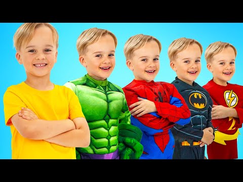 Crianças transformam-se em super-heróis com brinquedos insufláveis