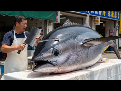Crowd Gasps: 472kg Bluefin Tuna Cut Like Butter #epiccutting