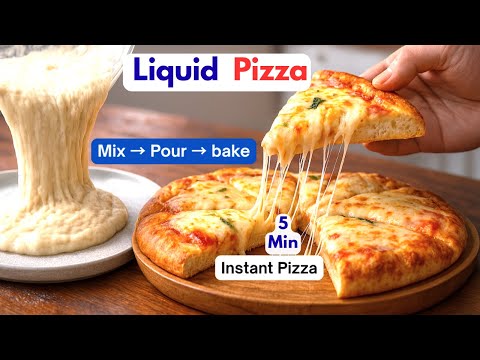 5-Minute LIQUID PIZZA!  A trick that changes your home pizza forever.(no knead or stretch)