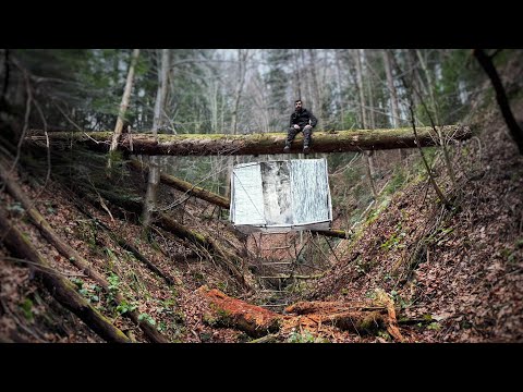 Building a Secure Polyethylene House Suspended Over a Cliff on a Fallen Tree