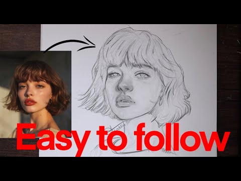 How to Draw a Girl’s Face ! Super Easy Method #loomismethod #portraitdrawing 