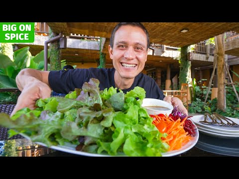 Organic Thai Food 🥬 Fresh Mountain Salad! | Baan Mon Muan (บ้านม่อนม่วน), Thailand