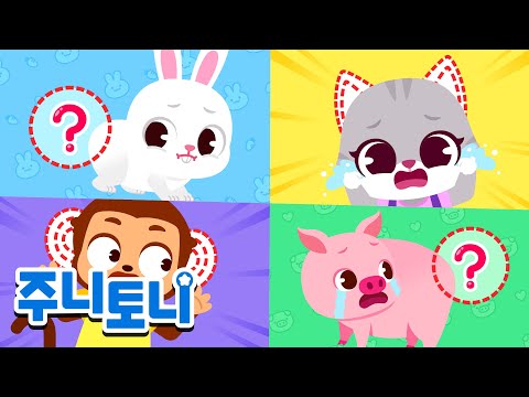 🔍동물들의 꼬리와 귀가 사라졌어요! | 동물동요 | 인기동요 | 동요연속재생 | 주니토니 | JunyTony