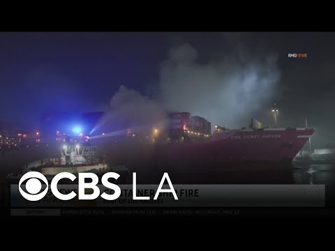 Container ship fire still burning near Port of Los Angeles
