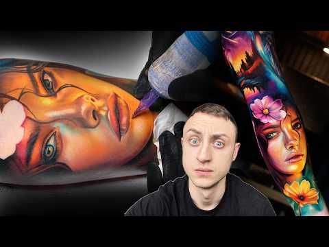 Tattooing a Nature & Galaxy Sleeve | 2 DAYS IN A ROW! | Tattoo-Vlog (Part 3)