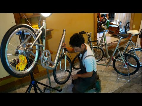 The process of making Japanese high-end handmade bicycles. A handmade bicycle factory in Japan.