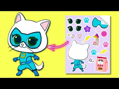 SuperKitties Bitsy, Ginny, Buddy, & Sparks - DIY Sticker Craft Activity