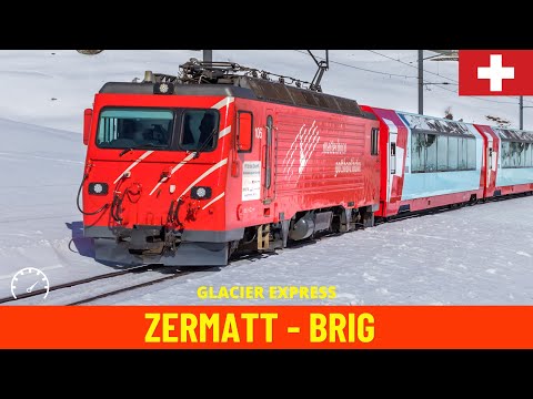Cab Ride Glacier Express Zermatt - Brig(Matterhorn-Gotthard-Bahn, Switzerland)train driver's view 4K