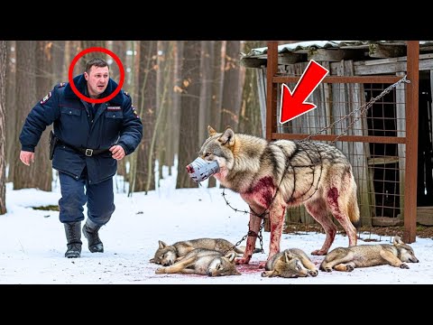 Волчица на цепи ждала смерти с пятью волчатами — Всё изменилось, когда полицейский услышал их плач