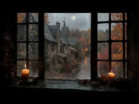 Study Alone at Misty Rain Village by the Windown | Dark Piano & Violin Academia Music for Deep Focus