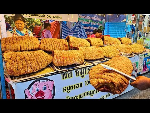 Non-Stop Orders! Mountain of Crispy Pork Belly Cooked by Thai Street Chef - Thai Street Food