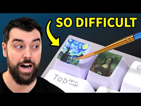 Painting tiny art on keycaps (we needed a microscope!)