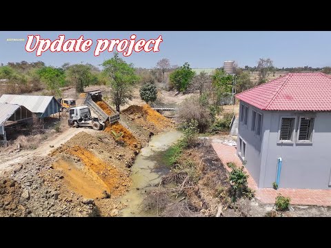 #ep2 The Update project, pour soil around the house ​by bulldozer D-21-P & Dump truck 5ton team