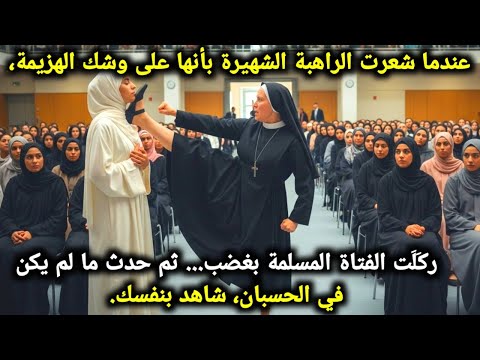 عندما شعرت الراهبة الشهيرة بأنها على وشك الهزيمة، ركَلَت الفتاة المسلمة بغضب