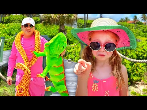 Nastya and funny stories about fun on the beach