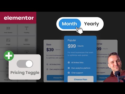 Pricing Table with Monthly/Yearly Toggle - Elementor Flexbox Containers