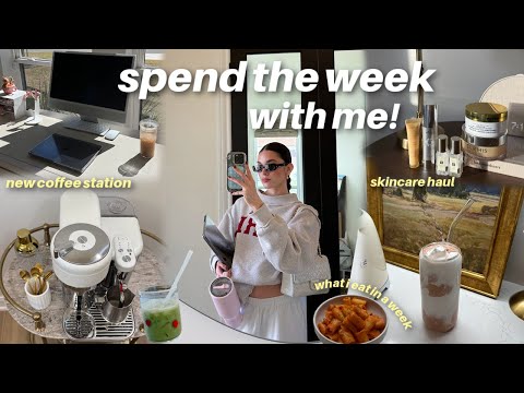 spend the week with me! 🍓🍵 | what I eat, workout split, new coffee cart, hauls, etc!