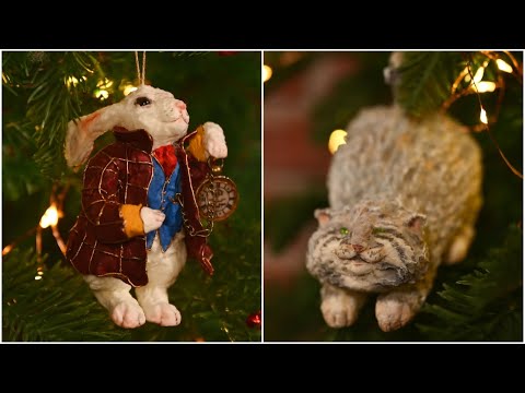 DIY Alice in Wonderland cotton ornaments/ The Cheshire cat and the White Rabbit