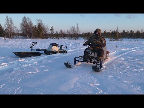Snow 50-60 cm. Test of the ski module /FISHRIDE/Motorized towing vehicle.