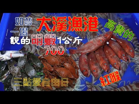 宜蘭大溪漁港｜說好的明蝦1公斤700！三點蟹4.38台斤才1000｜美味三點自由日｜白帶魚蹭酥熱度⋯#海鮮 #漁港 #美食 #進食 #大溪漁港 #明蝦 #紅喉#宜蘭