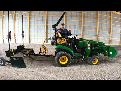 REVOLUTIONARY Laser Guided Pull Type Box Blade on Subcompact Tractor!