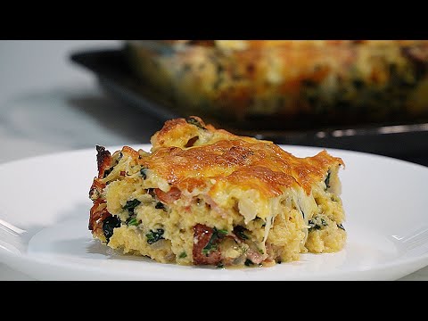 SAVOURY Spinach and Cheese,  BREAD PUDDING