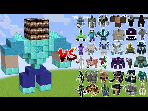 ARMORED HEROBRINE vs All Bosses - Battle Minecraft Mobs !