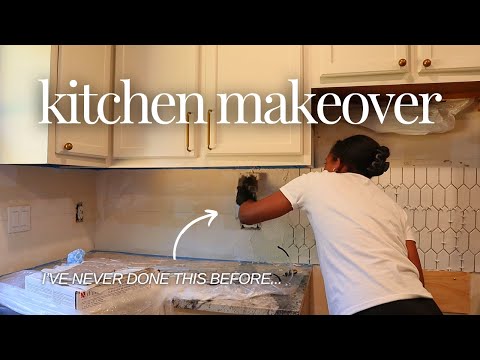 DIY BUDGET KITCHEN MAKEOVER EP 4 | DIY Kitchen Tile Backsplash Install
