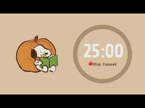 Study With Me - Snoopy Pomodoro 25/5 x 4 | Cozy Lofi, No Midroll Ads 🐾🍂