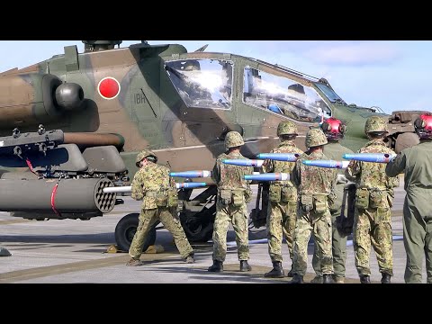 The Mighty Japanese AH-64 Helicopter in Action with Special Ammunition