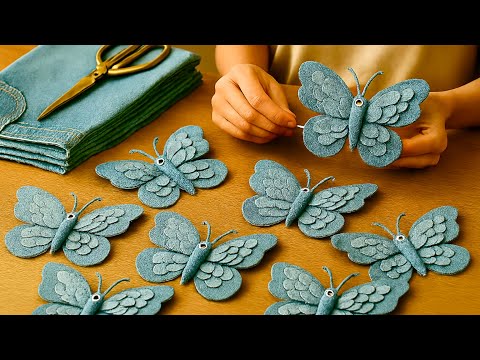 DIY_How to make beautiful butterflies from old jeans? 🪡 | Simple and creative DIY