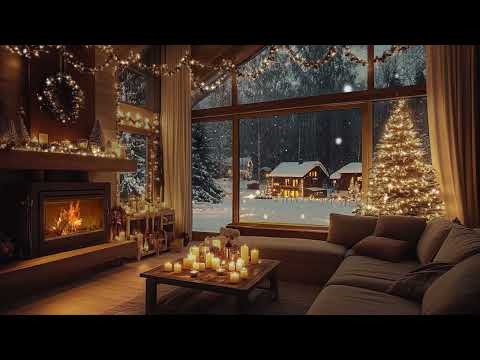 Snow Drifting Past the Hearth 2025 | Relaxing Piano and Crackling Fire for Calm and Sleep
