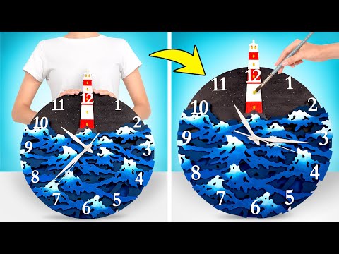 Transforming Wooden Pieces Into Unique Bright Clock With Lighthouse