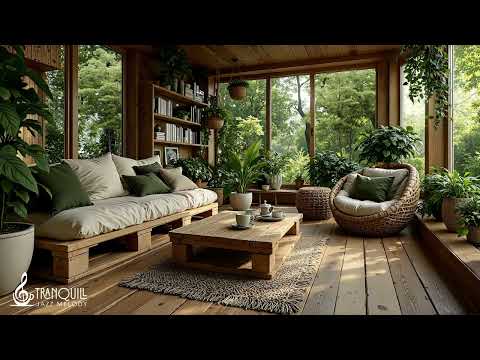 Soft Forest Cafe Jazz For Relaxing | Gentle Piano Jazz Melody With Nature Therapy for Relax and Work