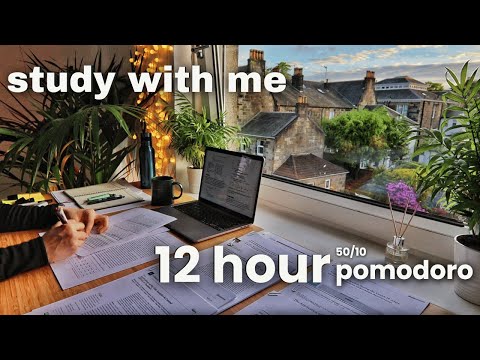 12 HOUR STUDY WITH ME | No Music, Background Noise, 50/10 Pomodoro with Merve